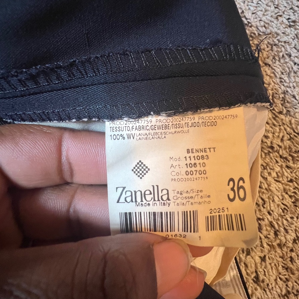 Zanella Bennett Navy Blue Pleated Wool Dress Pants Mens 36 Made in Italy Cuffed - Picture 3 of 7
